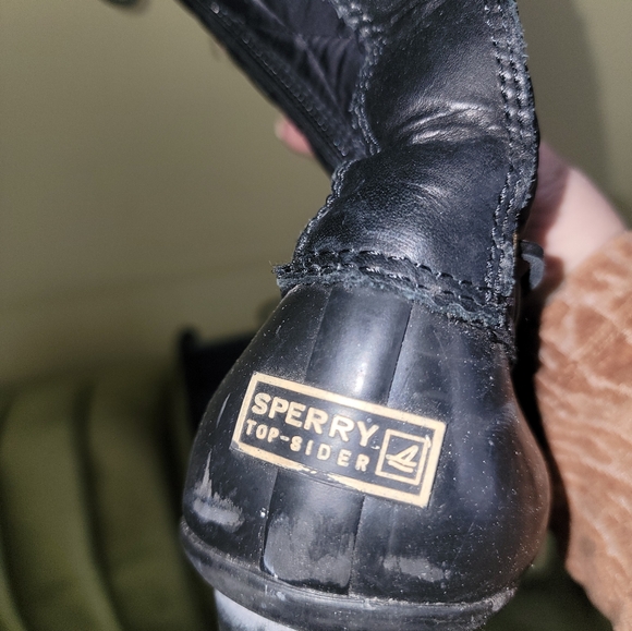 Misses Sz 9M Albatross Black Quilted Lace Up Buckles Sperry Top-sider Boots - Picture 7 of 10